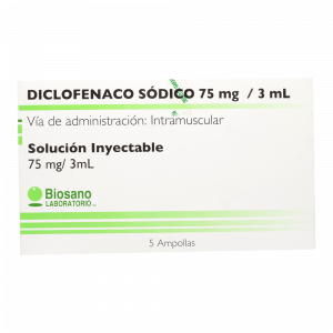 Diclofenaco 75 mg/3 ml X 5 Ampollas (Biosano)