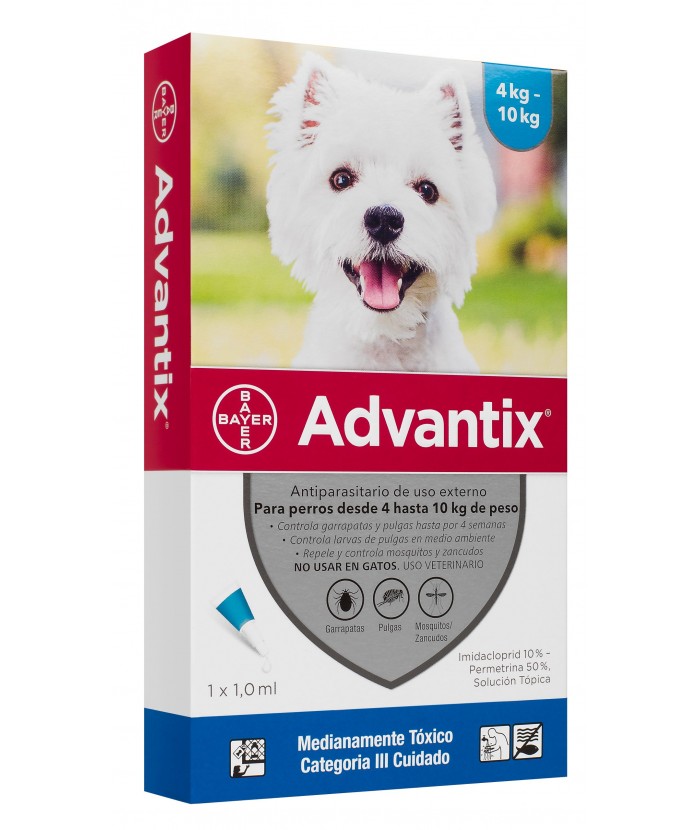 Advantix Pipeta (4 a 10 Kg) Antiparasitario de uso Externo x 1 Und