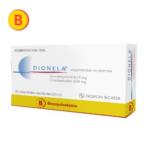 Dionela Levonorgestrel 0,15 mg, Etinilestradiol 0,03 mg x 28 Comprimidos Recubiertos